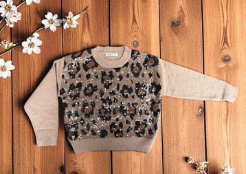 Meisjes trui met luipaardprint en pailletten – Herfst/Winter, Ophalen of Verzenden, Nieuw, Meisje, Trui of Vest