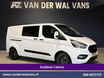 Ford Transit Custom | 2.0 TDCI 131pk L2H1 Dubbele Cabine, Auto's, Bestelauto's, Gebruikt, Euro 6, Wit, Dealer onderhouden
