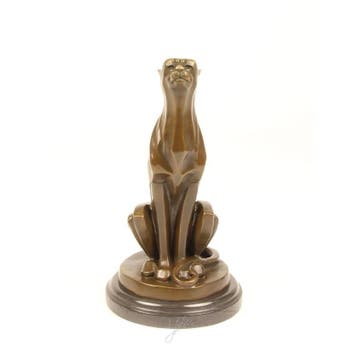BRONZEN BEELD VAN EEN ZITTENDE CHEETAH (Interieur), Verzenden, Nieuw