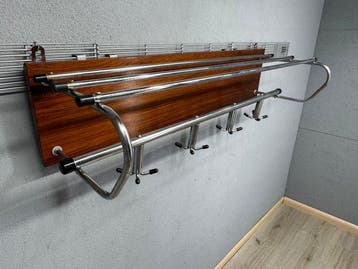 Kapstok - Hout, Chroom - Vintage wandkapstok – chroom met, Antiek en Kunst