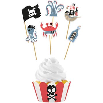 Pirate Party Cupcake Decoratie (6 sets), Kleding | Dames, Carnavalskleding en Feestkleding, Ophalen of Verzenden, Nieuw