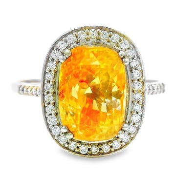 Ring Platina - 4.68ct. tw. Saffier - Diamant, Sieraden, Tassen en Uiterlijk, Nieuw