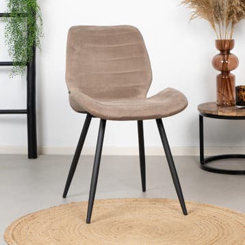 50% Korting: Velvet eetkamerstoel Toby taupe, Ophalen, Zo goed als nieuw, Grijs, Velvet chique