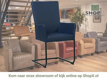 Leren eetkamerstoel Dry met armleuning - Toledo Kobalt, Blauw, Nieuw, Leer, Ophalen of Verzenden