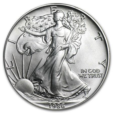 American Eagle 1 oz 1986 (5.393.005 oplage), Postzegels en Munten, Munten | Amerika, Midden-Amerika, Losse munt, Zilver, Verzenden