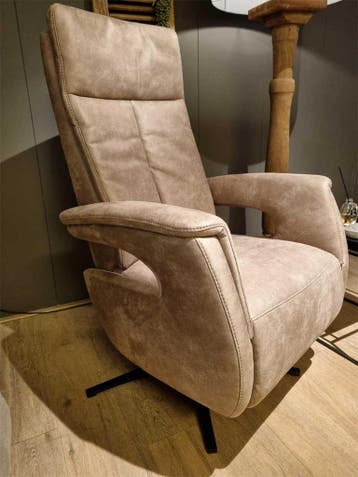 Relaxfauteuil Ommen microleder Bull 10 Liver, Nieuw, 75 tot 100 cm, Modern, Leer