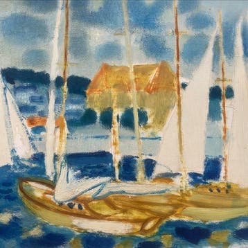 Yves Ganne (1931-2019) - Voiliers de retour au port - marine