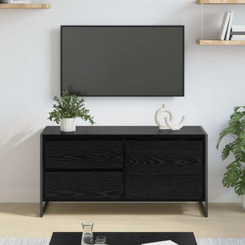 vidaXL TV-kast 100 x 36 x 49.5 cm Zwart Eiken Bewerkt hout, Minder dan 50 cm, Verzenden, Nieuw, Minder dan 100 cm