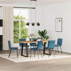 vidaXL Eetkamerstoelen 6 st fluweel blauw, Huis en Inrichting, Stoelen, Verzenden, Nieuw, Blauw