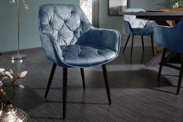 Design stoel MILANO petrol fluweel met Chesterfield quilting, Ophalen of Verzenden, Nieuw