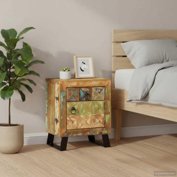 vidaXL Nachtkastje 40x30x50 cm massief gerecycled hout, Minder dan 45 cm, Verzenden, Nieuw, Minder dan 55 cm