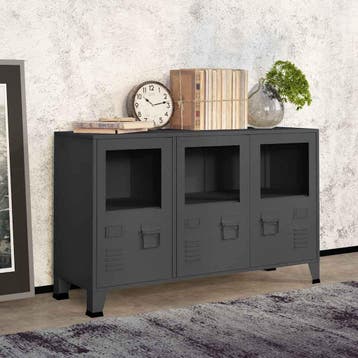 vidaXL Dressoir industrieel 105x35x62 cm metaal en glas, Huis en Inrichting, 100 tot 150 cm, Verzenden, Nieuw, Metaal