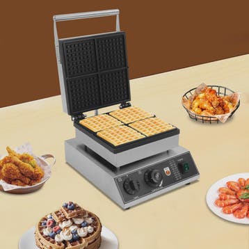 Professionele Wafelijzer 1750W - 4 Wafels Tegelijk - Instelb, Verzenden, Nieuw