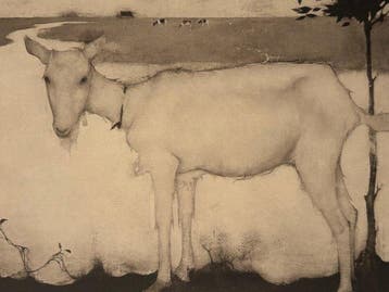 Jan Mankes (1889-1920) - Oude geit bij meer, Antiek en Kunst