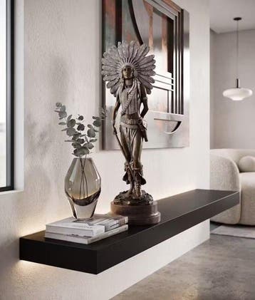 Beeld, Indiaanse Vrouw 45.5 cm / 5.1 kg - 45.5 cm - Brons,, Antiek en Kunst