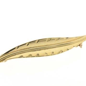 Gouden veer broche, Ophalen of Verzenden, Gebruikt, Goud, Goud