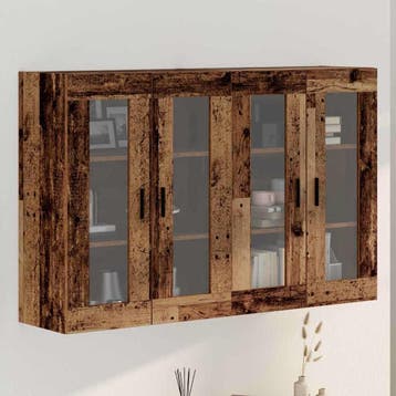 vidaXL Wandgemonteerde Kasten 2 st Oud hout 69,5 x 34 x 90, Minder dan 50 cm, Verzenden, Nieuw, Minder dan 100 cm