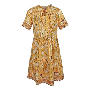 Frogbox • gele jurk met barok motief • 36, Kleding | Dames, Princess goes Hollywood, Verzenden, Geel, Nieuw