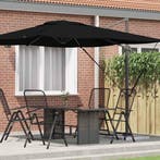vidaXL Roma Parasol Zwart 286 x 284 x 265 cm Aluminium en, Tuin en Terras, Verzenden, Nieuw, 2 tot 3 meter