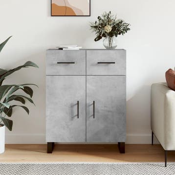 vidaXL Dressoir 69,5x34x90 cm bewerkt hout betongrijs, Verzenden, Nieuw, Overige houtsoorten, Minder dan 50 cm