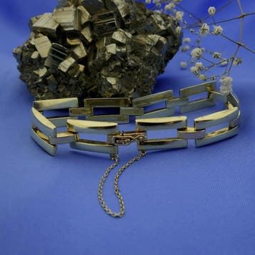 Bicolor gouden Bismarck schakel armband (Schakelarmband), Ophalen of Verzenden, Gebruikt, Goud, Goud