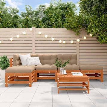 vidaXL Tuin loungeset 5 st Wasbruin Massief grenenhout, Verzenden, Nieuw, 5 zitplaatsen, Loungeset
