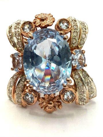 Zonder minimumprijs - Ring - 9 kt. Roségoud, Zilver Spinel -, Nieuw