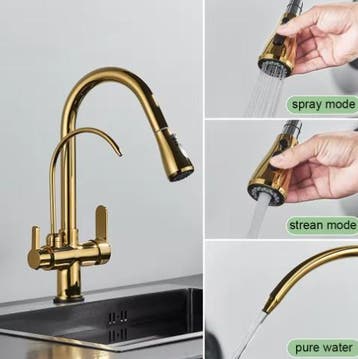 Antieke Keukenkraan met Uittrekbare Uitloop Warm Koud, Huis en Inrichting, Badkamer | Badkamermeubels, Verzenden, Nieuw