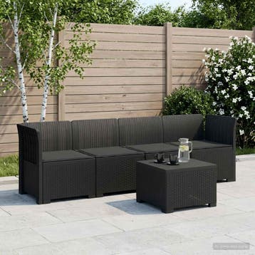 vidaXL 4-Persoons Tuin Sofa met Kussens Rieten Look PP, Tuin en Terras, Verzenden, Nieuw