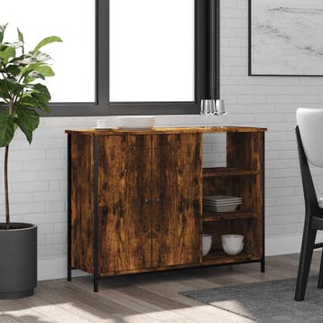 vidaXL Dressoir 100x33x75 cm bewerkt hout gerookt, Verzenden, Nieuw, Overige houtsoorten, Minder dan 50 cm