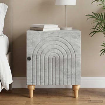 vidaXL Nachtkastje Betongrijs 43 x 34,5 x 50 cm Bewerkt hout, Minder dan 45 cm, Verzenden, Nieuw, Minder dan 55 cm