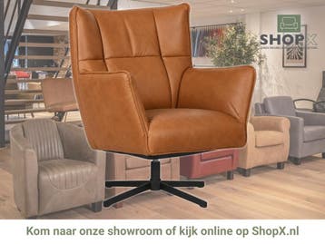 Leren draaifauteuil Lovely - Vintage Cognac (cognac), Nieuw, Ophalen of Verzenden, 75 tot 100 cm, Eigentijds, Modern, Retro, Vintage