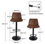 Set van 2 vintage barkrukken verstelbaar industrieel bruin, Verzenden, Nieuw, Leer, In hoogte verstelbaar