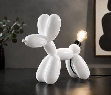 sculptuur, Scotty Balloon Dog Tafellamp – Hoogglans Wit –