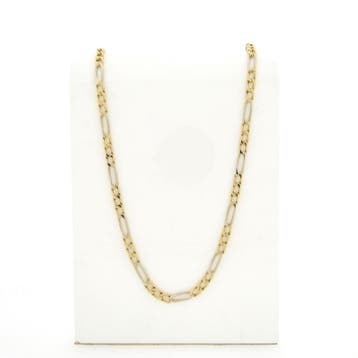 Bicolor gouden Figaro schakelketting, Ophalen of Verzenden, Gebruikt, Goud, Goud