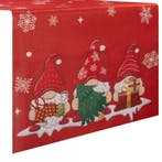 Ruhhy Kerstloper 220x40cm - Rood met Sneeuwvlokken en Kab..., Diversen, Kerst, Ophalen of Verzenden, Nieuw