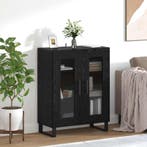 vidaXL Dressoir Zwart Eiken 69,5 x 34 x 90 cm Bewerkt hout, Verzenden, Nieuw, Overige houtsoorten, Minder dan 50 cm