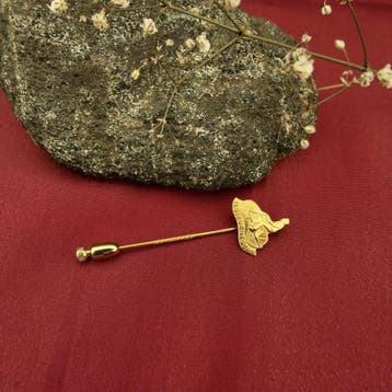 Gouden reversspeld, dasspeld van de Elfstedentocht, Ophalen of Verzenden, Gebruikt, Goud, Goud