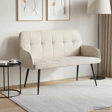 vidaXL 2-zitsbank met metalen poten 2-zits Crèmekleurig, Verzenden, Minder dan 150 cm, Stof, Nieuw