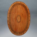 Ovale satijnhouten Louis Seize theetafel met ebben noten en, Ophalen of Verzenden