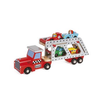 Janod houten autotransporter - spee van €55,99 voor €50,39, Ophalen of Verzenden, Nieuw