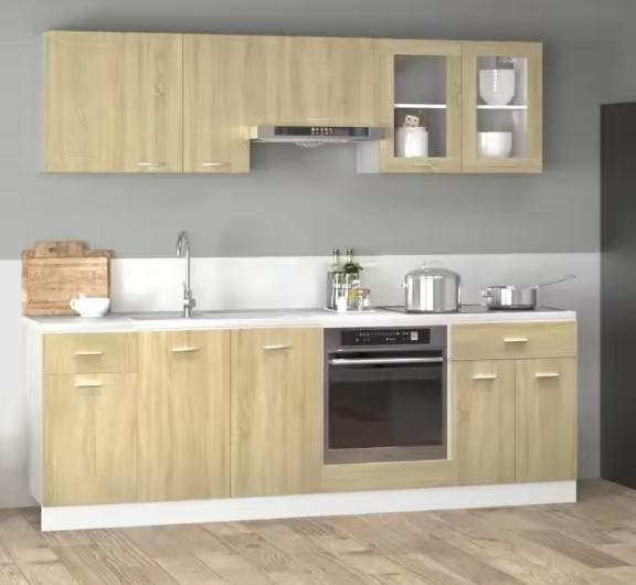 8-Delige Keukenkastset – Sonoma Eiken Opbergmeubels, Huis en Inrichting, Keuken | Keukenelementen, Nieuw, Verzenden