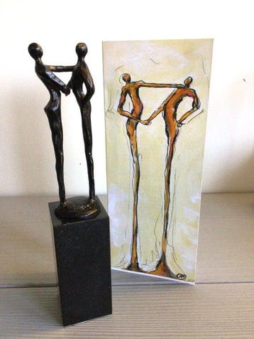Corry Ammerlaan - sculptuur, “ Dank ! “ - 18 cm - brons (