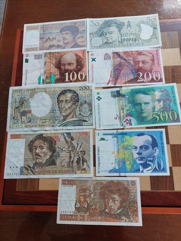 Frankrijk. - 9 Banknotes - Various Dates (Zonder, Postzegels en Munten