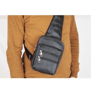 Leren Crossbody Tas Heren - Bruin &amp; Zwart, Verzenden, Nieuw, Leer