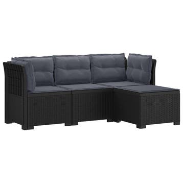 vidaXL 4-Persoons Tuinbank met Kussens Rieten Look PP, Verzenden, Nieuw