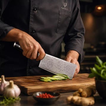 Yaxell Ran Chinees Koksmes 18 cm – 69 Lagen Damaststaal, Ophalen of Verzenden, Nieuw, Overige materialen