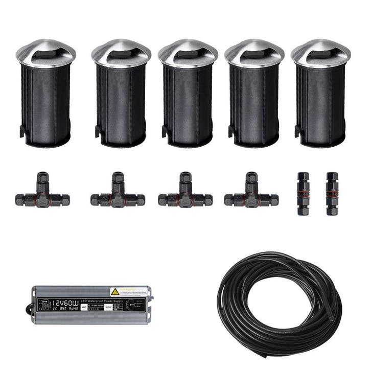 5x LED tuinpad spot - 12V - 3 watt - 41mm - complete set, Tuin en Terras, Buitenverlichting, Ophalen of Verzenden