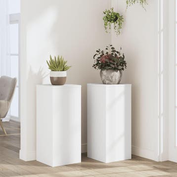 vidaXL Plantenstandaards 2 st 30x30x70 cm bewerkt hout wit, Verzenden, Nieuw