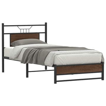 vidaXL Bedframe zonder matras bewerkt hout bruin eikenkleur, Eenpersoons, Bruin, Verzenden, Nieuw